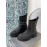 Both Cowhide Thick High Heeled Short Chelsea Boots For Women Black
