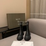 Both Autumn Winter Soft Cowhide High Heeled Boots Black For Women