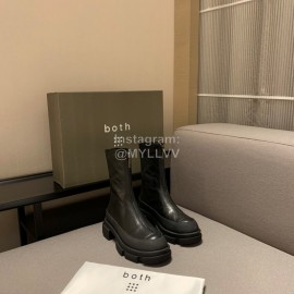 Both Autumn Winter Soft Cowhide High Heeled Boots Black For Women