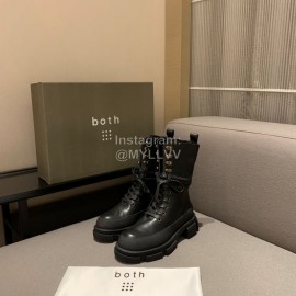 Both Autumn Winter Soft Cowhide Lace Up High Heeled Boots For Women Black