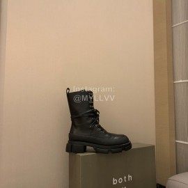 Both Autumn Winter Soft Cowhide Lace Up High Heeled Boots For Women Black