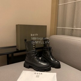 Both Autumn Winter Soft Cowhide Lace Up High Heeled Boots For Women Black