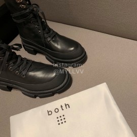 Both Autumn Winter Soft Cowhide Lace Up High Heeled Boots For Women Black