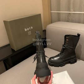 Both Autumn Winter Soft Cowhide Lace Up High Heeled Boots For Women Black