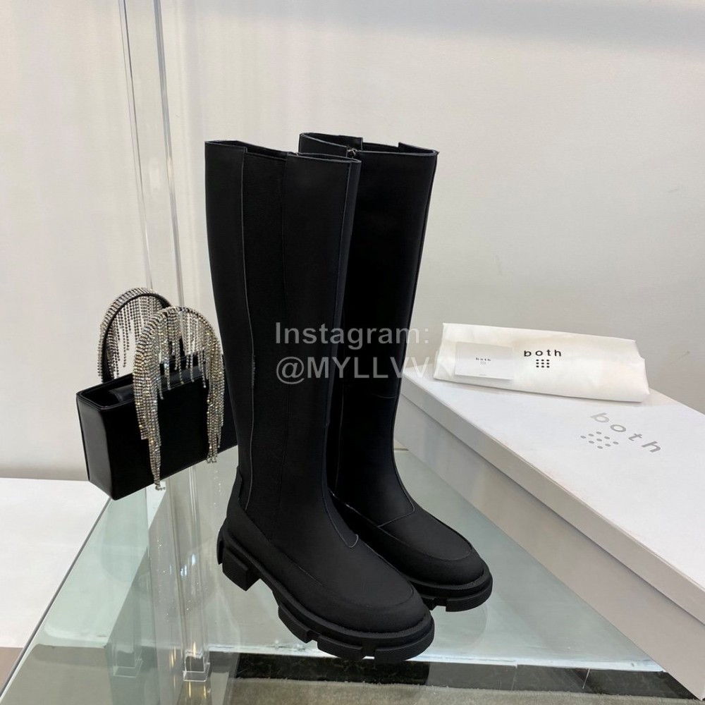 Both Fall Winter New Soft Leather High Heeled Boots For Women Black