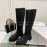 Both Fall Winter New Soft Leather High Heeled Boots For Women Black