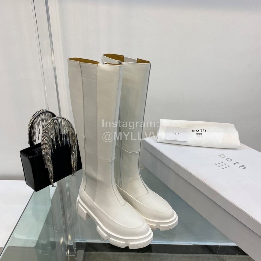 Both Fall Winter New Soft Leather High Heeled Boots For Women White