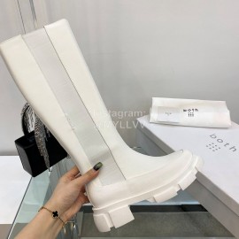 Both Fall Winter New Soft Leather High Heeled Boots For Women White