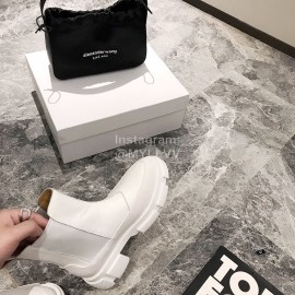 Both Fall Winter New Soft Leather Chelsea Short Boots For Women White