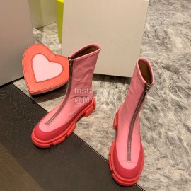 Both Fashion Pink Leather High Heeled Boots For Women 