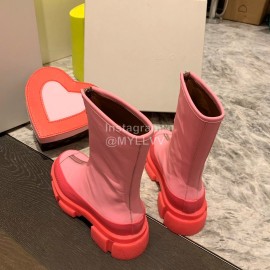 Both Fashion Pink Leather High Heeled Boots For Women 