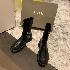 Both Fashion Black Leather Zipper High Heeled Boots For Women 