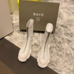 Both Fashion White Leather Zipper High Heeled Boots For Women 