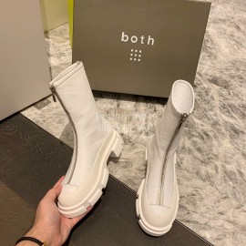 Both Fashion White Leather Zipper High Heeled Boots For Women 