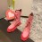 Both Fashion Pink Leather Lace Up High Heeled Boots For Women 