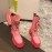 Both Fashion Pink Leather Lace Up High Heeled Boots For Women 