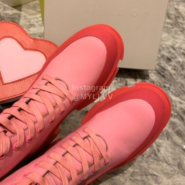 Both Fashion Pink Leather Lace Up High Heeled Boots For Women 