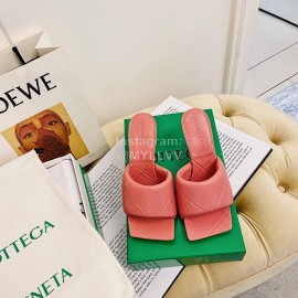 Bottega Veneta Summer New Sheepskin High Heel Slippers For Women Pink