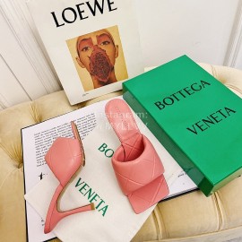 Bottega Veneta Summer New Sheepskin High Heel Slippers For Women Pink