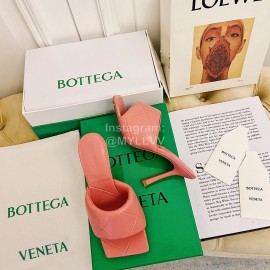 Bottega Veneta Summer New Sheepskin High Heel Slippers For Women Pink