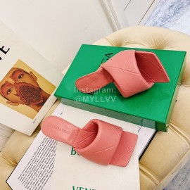 Bottega Veneta Summer New Sheepskin High Heel Slippers For Women Pink