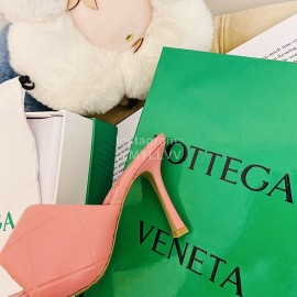 Bottega Veneta Summer New Sheepskin High Heel Slippers For Women Pink