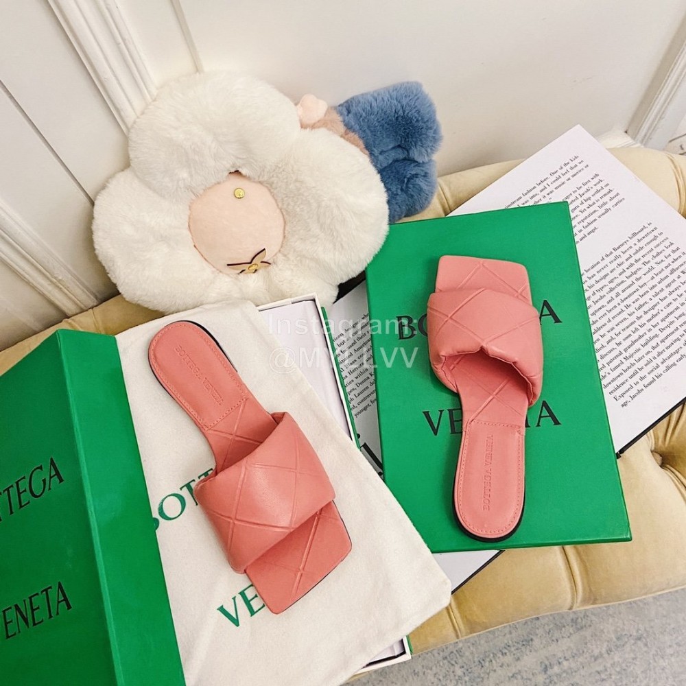 Bottega Veneta Summer New Sheepskin Flat Heel Slippers For Women Pink