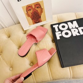Bottega Veneta Summer New Sheepskin Flat Heel Slippers For Women Pink