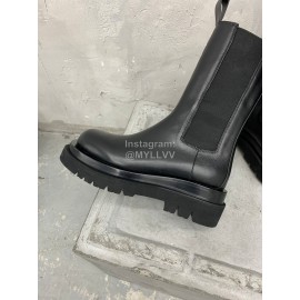 Bottega Veneta Autumn Winter Calf Leather Thick Soled Boots Black