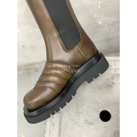 Bottega Veneta Autumn Winter Calf Leather Thick Soled Boots Brown