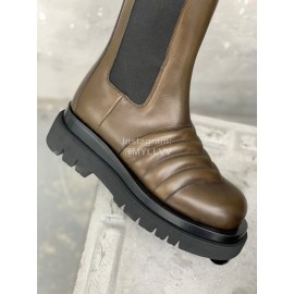 Bottega Veneta Autumn Winter Calf Leather Thick Soled Boots Brown