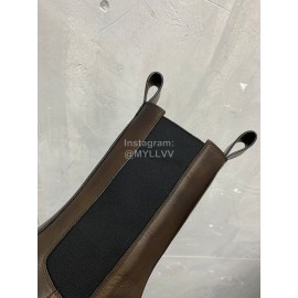 Bottega Veneta Autumn Winter Brown Calf Leather Thick Soled Boots 