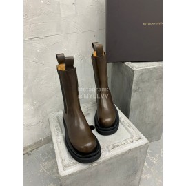 Bottega Veneta Autumn Winter Brown Calf Leather Thick Soled Boots 