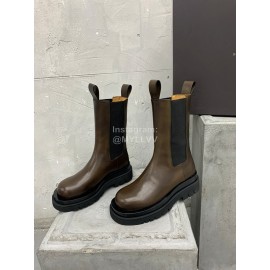 Bottega Veneta Autumn Winter Brown Calf Leather Thick Soled Boots 