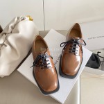 Bottega Veneta Autumn Winter New Coffee Leather Shoes For Women