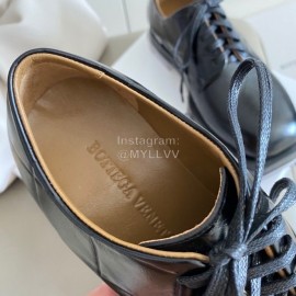 Bottega Veneta Autumn Winter New Thick Soled Black Leather Shoes