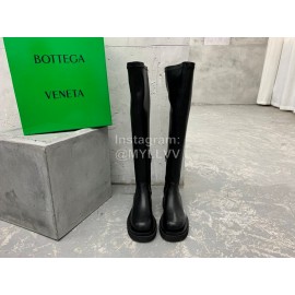 Bottega Veneta Elastic Pu Thick Bottom Over Knee Boots For Women Black