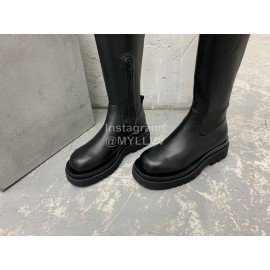 Bottega Veneta Elastic Pu Thick Bottom Over Knee Boots For Women Black