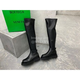 Bottega Veneta Elastic Pu Thick Bottom Over Knee Boots For Women Black