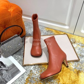 Bottega Veneta Autumn New Elastic Sheepskin Square Head Boots Brown