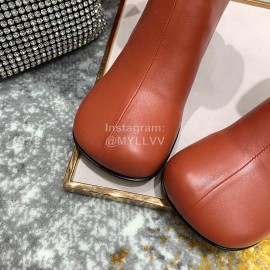 Bottega Veneta Autumn New Elastic Sheepskin Square Head Boots Brown