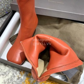 Bottega Veneta Autumn New Elastic Sheepskin Square Head Boots Brown