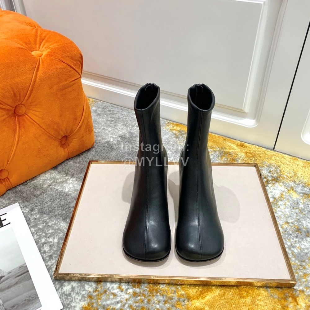 Bottega Veneta Autumn New Elastic Sheepskin Square Head Boots Black