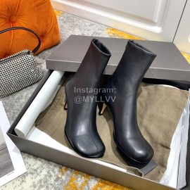 Bottega Veneta Autumn New Elastic Sheepskin Square Head Boots Black