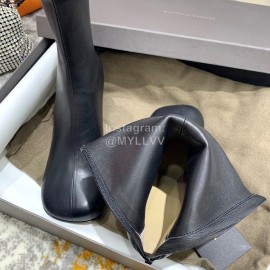 Bottega Veneta Autumn New Elastic Sheepskin Square Head Boots Black