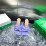 Bottega Veneta Spring Summer Fashion Woven Sheepskin High Heel Slippers Purple