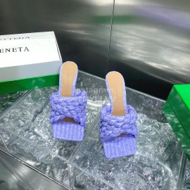 Bottega Veneta Spring Summer Fashion Woven Sheepskin High Heel Slippers Purple
