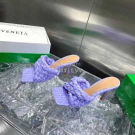Bottega Veneta Spring Summer Fashion Woven Sheepskin High Heel Slippers Purple