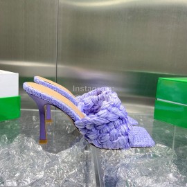 Bottega Veneta Spring Summer Fashion Woven Sheepskin High Heel Slippers Purple