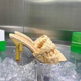 Bottega Veneta Spring Summer Fashion Woven Sheepskin High Heel Slippers Yellow